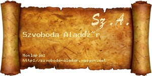 Szvoboda Aladár névjegykártya